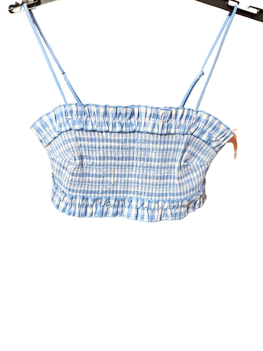NWT Small Colsie Light Blue Smocked Ruffle Crop Top
